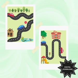 Car Road Play Mat Printable | Instant Download Kids Activity Mat | Toy Car Rug | Boy Room Playroom Decor | PDF Play Mat for Toddlers