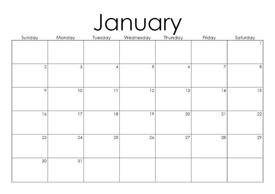 Printable 2023 Monthly Grid Calendar A4 Sunday Start - Etsy Australia