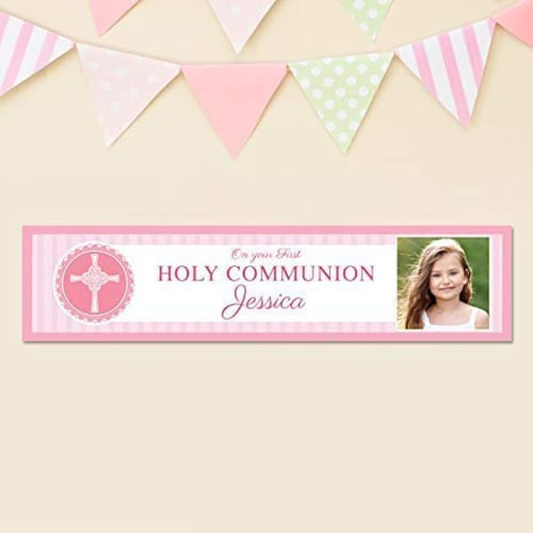 Communion Personalised Birthday Party Banner Girls First Holy Communion Banner