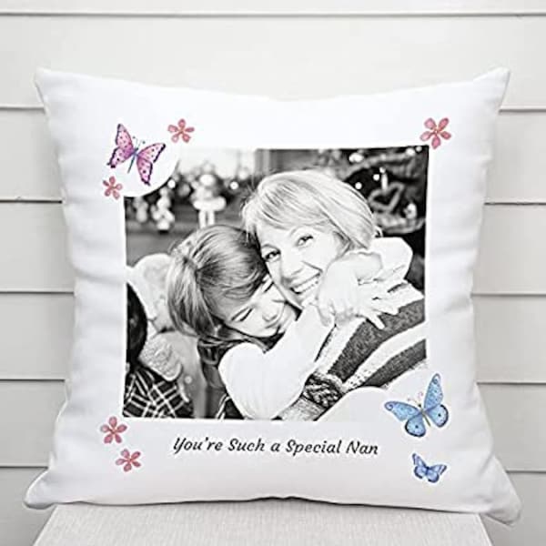 Personalised Photo Cushion Pillow for Nan a Thoughtful, Special Personalized Gift or Present for Nan Birthday Christmas or Mothers Day