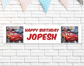 Cars Lightening McQueen Personalised Birthday Party Banner