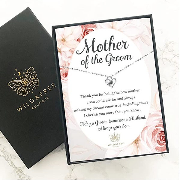 Mother of the Groom Necklace Jewellery Gift Present with Special Thoughtful Words and Beautiful Gift Box Perfect for Wedding Day Gift