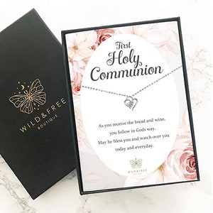 Kommunion Halskette Schmuck Geschenk geschenk mit besonderen nachdenklichen Worten und schöne Geschenkbox Perfekt für die erste Heilige Kommunion