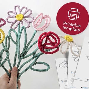 Knitted Wire Flower Templates | DIY Wire Art | Tricotin iCord Patterns | 6 Flower Designs | Mother&#39;s Day Gift