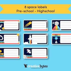 School Supplies Name Labels I Space theme I Back to School I Book Labels I Printable PDF