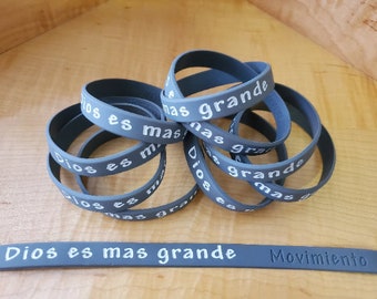 Dios es Mas Grande Wristbands in 8&quot; (Adult Regular) or 7&quot; (Youth/Adult Small) or 9&quot; (XL Adult) Bracelets