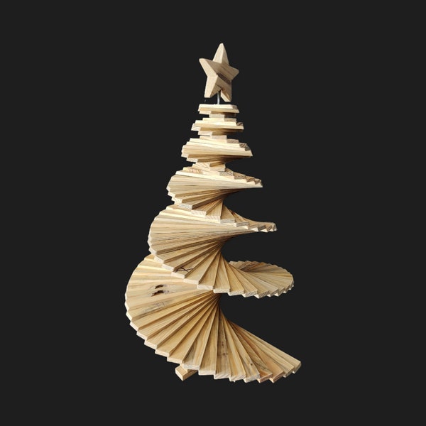 Handmade Spiral Wood Tree, Adjustable Wood Christmas tree