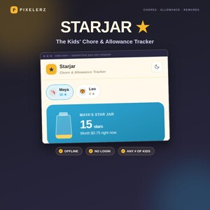 Kids Chore Chart App | Allowance Tracker with Star Rewards for Multiple Children | Digital Download