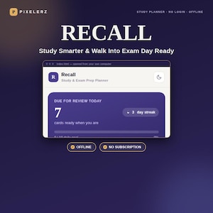 Study Planner App | Flashcard & Exam Prep Tracker with Spaced Repetition and Progress Tracking | Digital Download, No Subscription