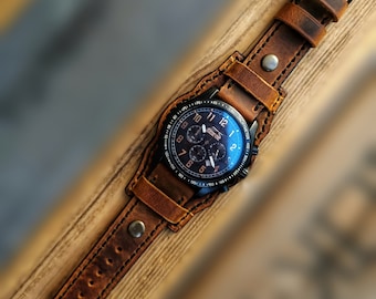 Handmade Leather Cuff Watch Strap: Personalized Band