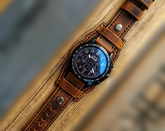 Handmade Leather Cuff Watch Strap: Personalized Band