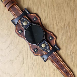 Handmade Wide Leather Watch Cuff: Steampunk Rustic Style