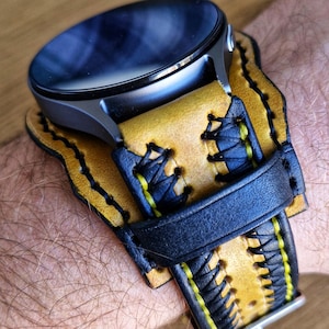 Genuine Leather Custom Cuff Watch strap For Apple Watch, Samsung Watch, Leather cuff Watch strap For 20, 22, 24, 26 mm, Artisan Leather Band