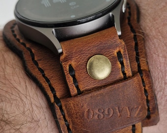 Handmade Camel Leather Watch Band: Compatible with Smartwatches and Analog Watches