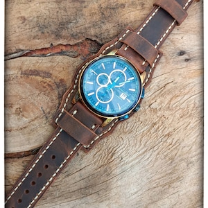 Leather cuff Watch strap, Handmade Leather cuff Watch Band, Genuine Leather cuff Watch Bund, Smart Watch Band.