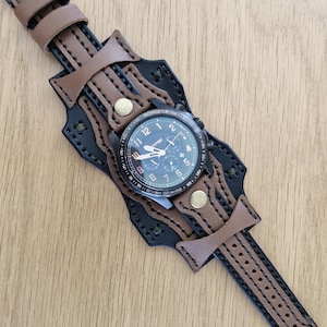 Handmade Leather Steampunk Watch Cuff Band: Personalized Samsung & Apple Watch Strap