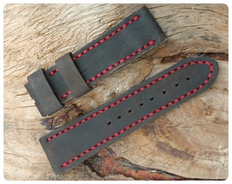 Handmade Genuine Brown Leather Watch Band 18,20,22,24,26 mm.