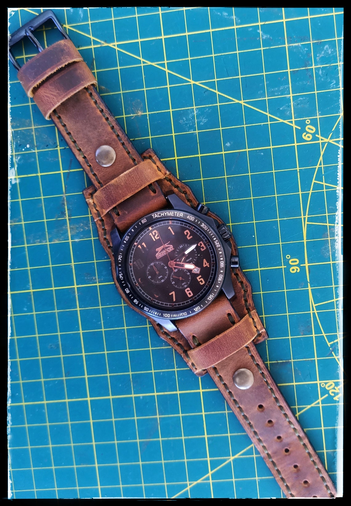 Leather Cuff Watch Strap Handmade Watch Band Gift for Men Etsy