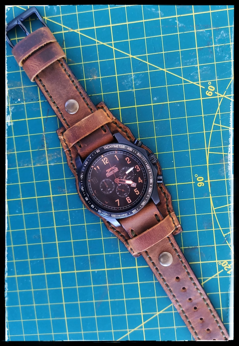 Leather Cuff Watch Strap Handmade Watch Band Gift for Men Etsy