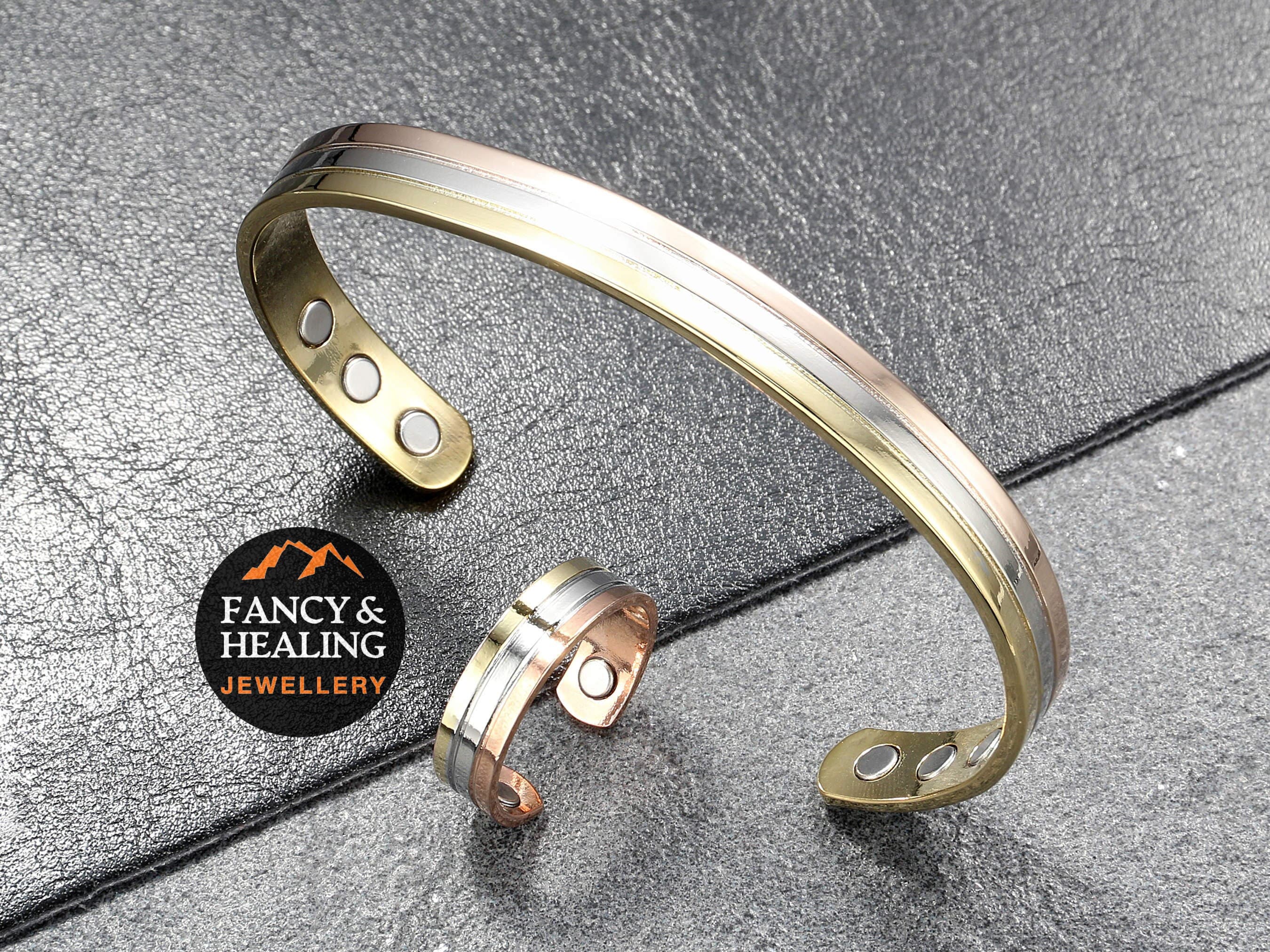 gå på pension kvarter falme Three Tone Bracelet Copper Magnetic Cuff Copper Bangle 6 - Etsy
