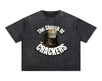 Church of Crackers Mineral Wash Boxy Cotton T-Shirt