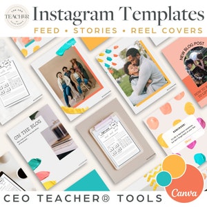 Instagram Canva Templates for Teachers Instagram Post Templates Teacher Instagram Profile Branding Teacher Business Social Media Posts