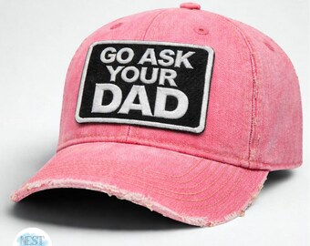 Go Ask Your Dad Hat - Mom Life Distressed Denim Hat