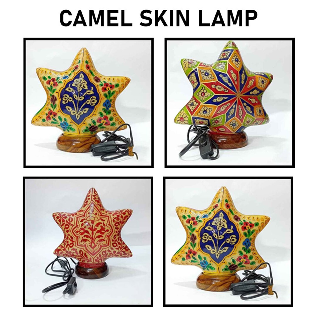 Camel Skin Lamp Star Shape/hand Painted Lamp/camel Skin Etsy UK