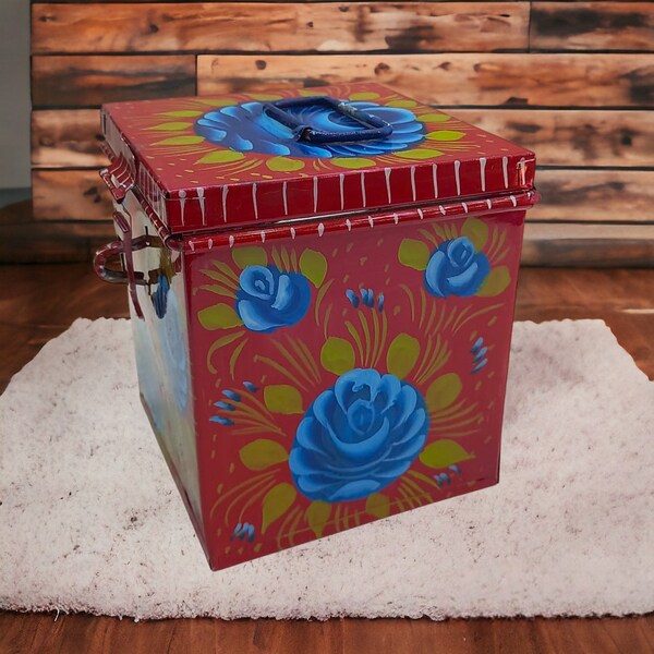 Truck Art Container/Pakistani Hand painted Container/Multicolor Trunk/(H-16 X W-14 X L-14) cm