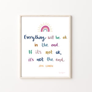 John Lennon pop art, John Lennon quote, Rainbow quote