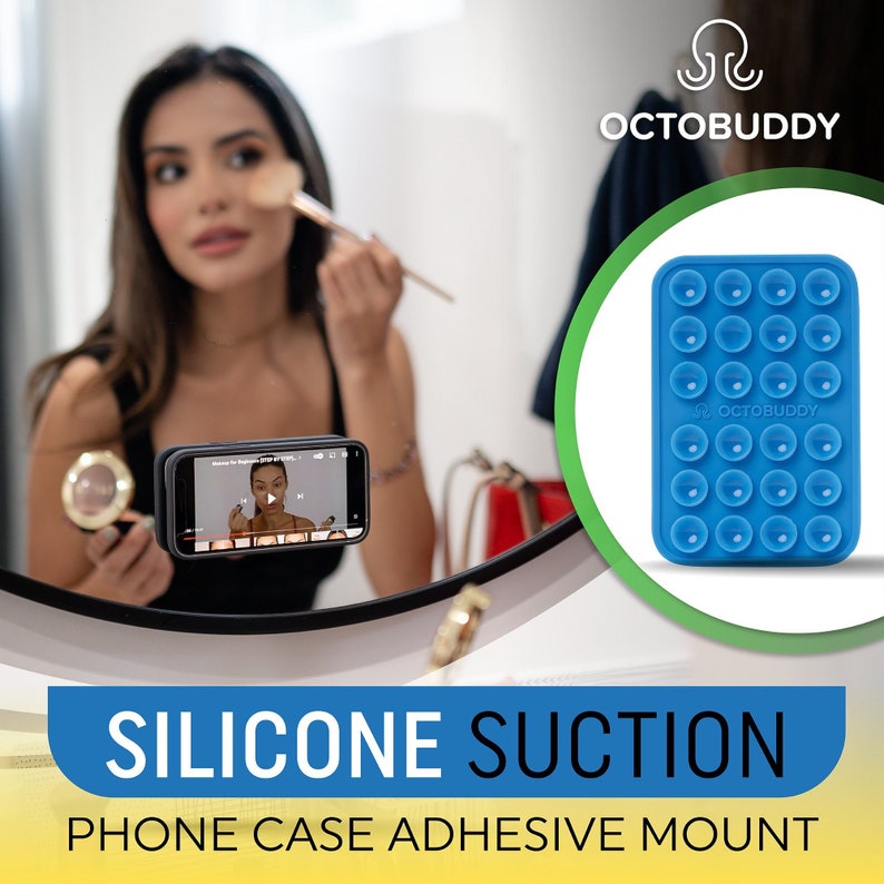 OCTOBUDDY Silicone Suction Phone Case Adhesive Mount Handsfree, Strong