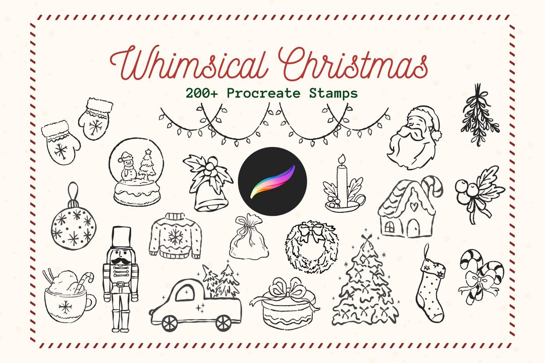 200+ Whimsical Christmas Procreate Stamps, Holiday Brushes for ...