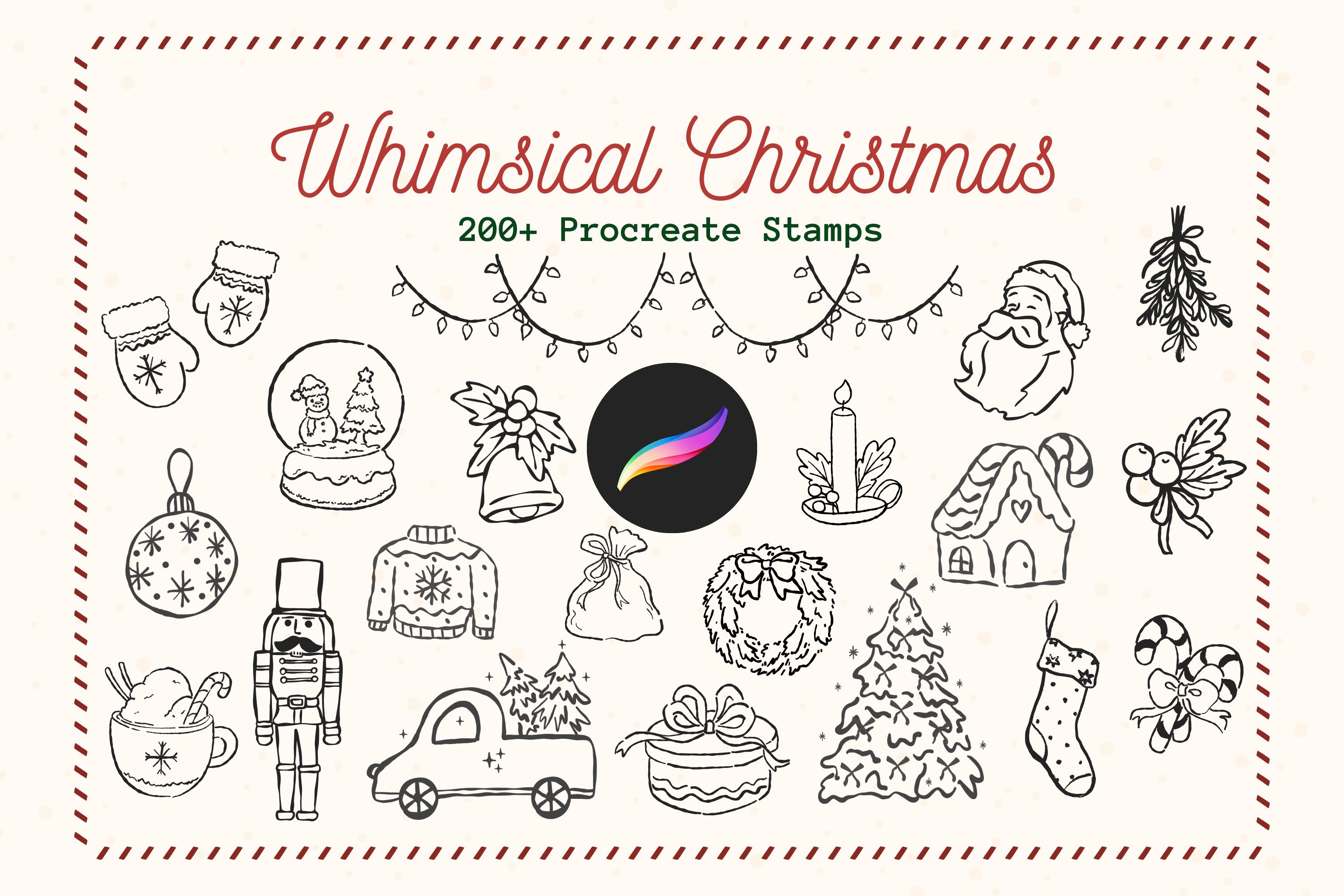 200+ Whimsical Christmas Procreate Stamps, Holiday Brushes for ...