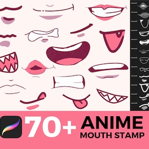 70+ Anime Mouth Stamp for Procreate, Chibi Mouth Stamps for Procreate, Mouth Stamps Procreate, Anime Lips Stamps, Anime Face Features Stamps
