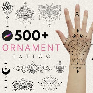 500+ Ornamental Tattoo Stamps for Procreate, Ornamental Tattoo Brush Procreate, Ornamental Tattoo Designs on Procreate, tattoo ornament art