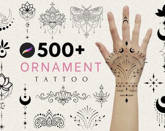 500+ Ornamental Tattoo Stamps for Procreate, Ornamental Tattoo Brush Procreate, Ornamental Tattoo Designs on Procreate, tattoo ornament art