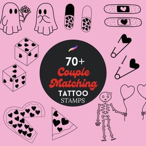 Sello de tatuaje de pareja a juego para Procreate, tatuaje a juego para el día de San Valentín, tatuaje de relación a juego, tatuaje de novia y novio, amor