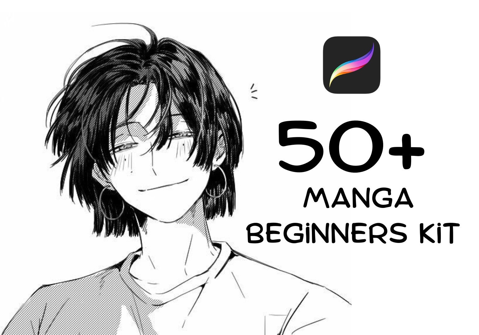 50 Manga Brush Kit, Manga Brush Procreate, Comic Ink Procreate, Manga