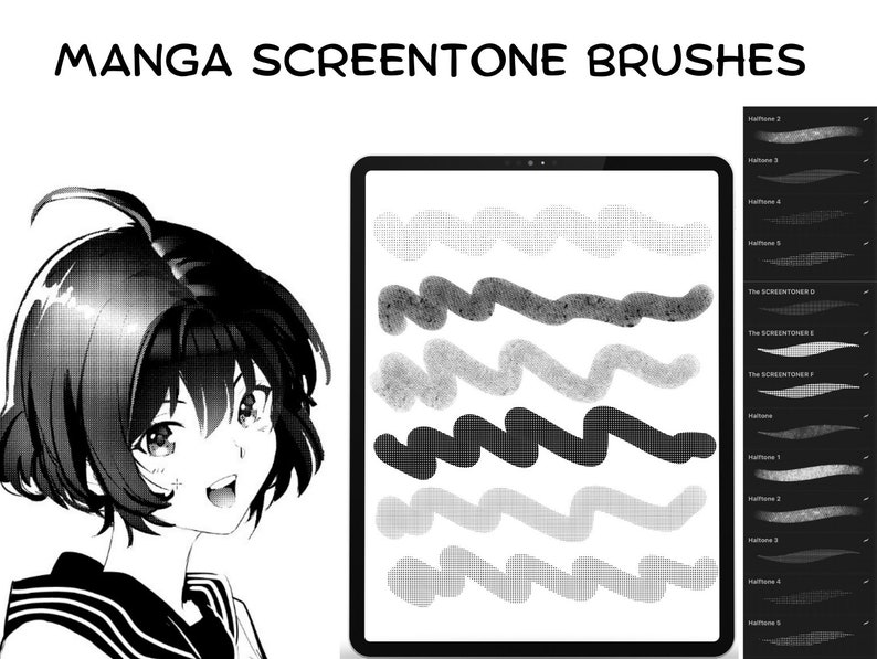 120 Manga Brush Kit, Manga Brush Procreate, Comic Ink Procreate, Manga