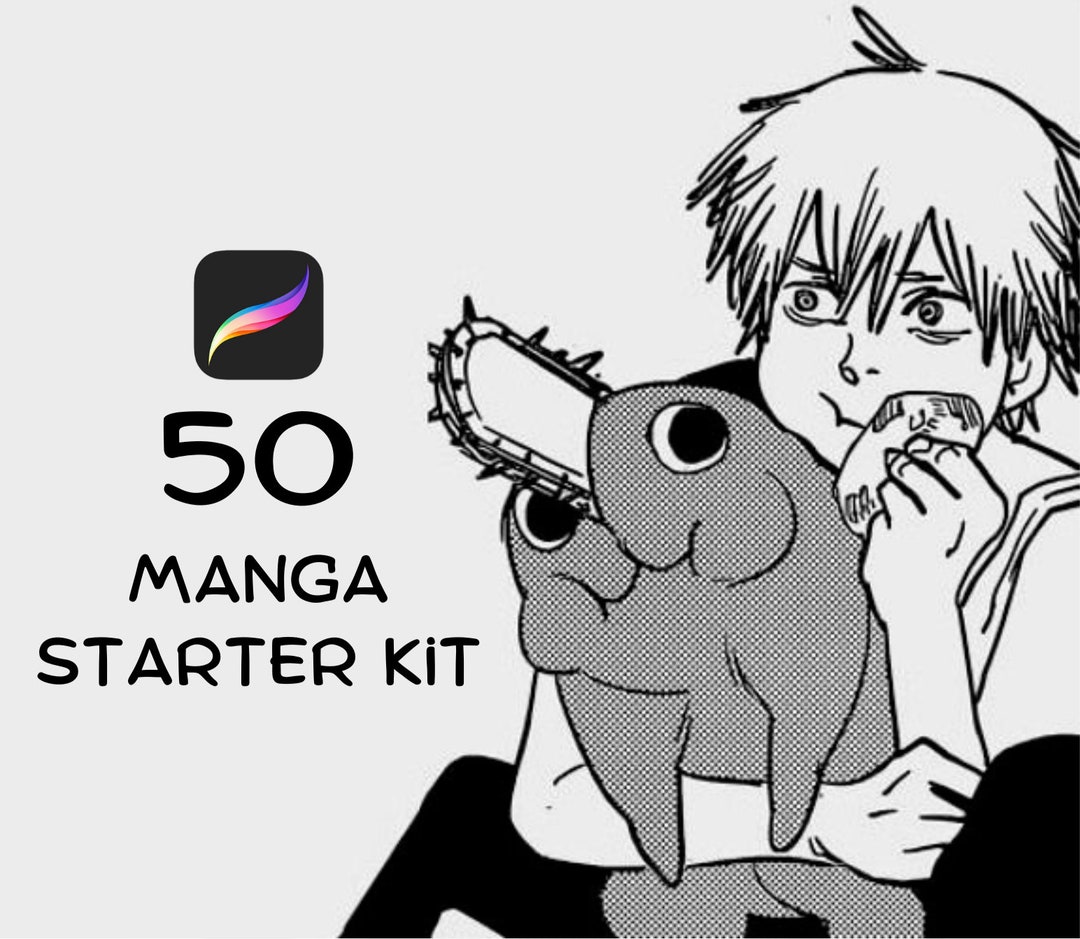 50 Manga Brush Kit Manga Brush Procreate Comic Ink Etsy