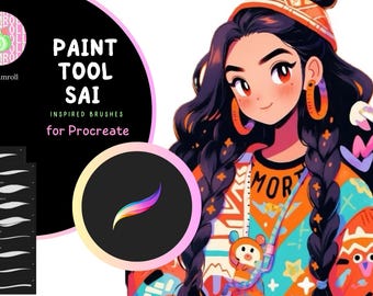 Paint Tool Sai Inspired Brushes for Procreate, Paint Tool Sai Like Brushes for Procreate, 40 Sai Inspired Brushes, PTS Default Brushes