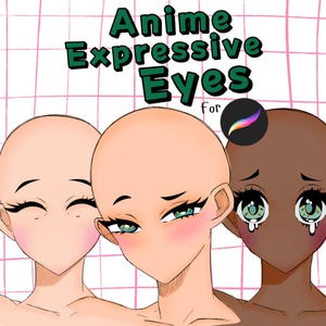 Über 30 Anime-Augen-Pinsel für Procreate, Manga-Augen-Stempel, ausdrucksstarke Anime-Augen, vorgefertigte Augen für Anime-Charaktere (digitaler Download)