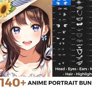 140+ Anime portrait, procreate anime eye, anime head, anime procreate brushes, procreate anine mouth, procreate manga brushes, anime hair