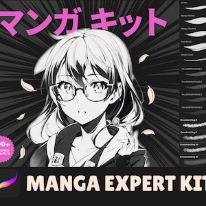 200+ Manga Brush Kit, Manga Brush Procreate, Comic Ink Procreate, Manga Liner Brush, Screentone Brush, Hatching Brush, Anime Brush Procreate