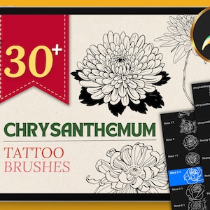 Chrysanthemum procreate brushes, chrysanthemum tattoo procreate, chrysanthemum procreate stamp, chrysanthemum tattoo flash, flower procreate