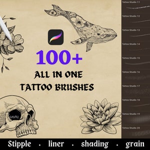 100+ stipple shading for tattoo, procreate tattoo brushes bundle, procreate stamps for tattoo, procreate shading brushes, tattoo ink brushes