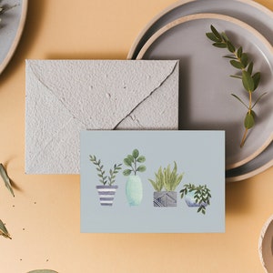 plantes en pot pour chaque occasion | Carte vierge, carte de correspondance, carte et enveloppe | Oeuvres d'art originales à l'aquarelle et à l'encre