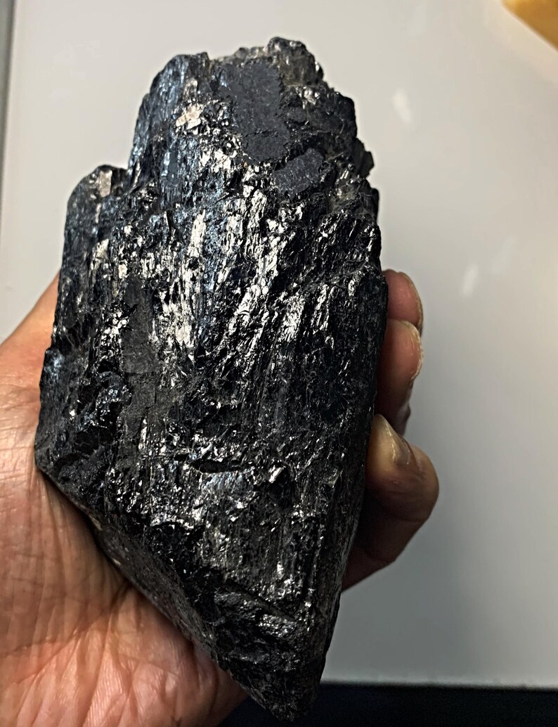 Grounding black tourmaline raw mineral rock