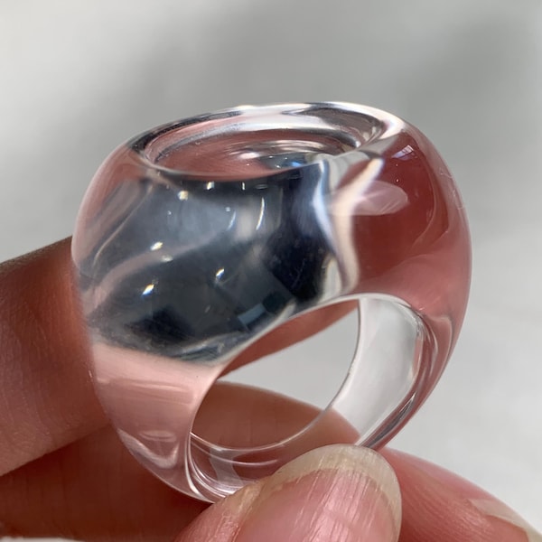 Clear Quartz Statement Ring, Oval Cocktail Ring, Bold Sculptural Jewelry