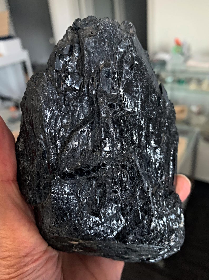 Extra large raw black tourmaline crystal from Brazil